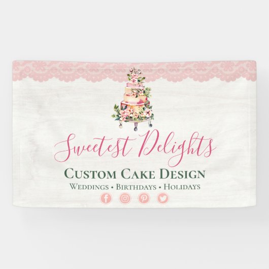 ウッ素朴ド水彩フローラズ結婚ケーキベーカリー 横断幕 (横)