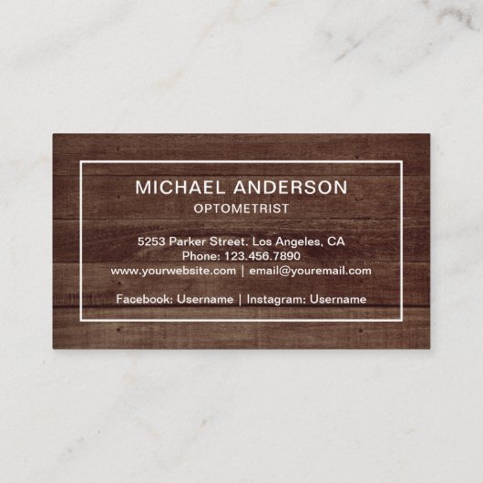 ウッ素朴ド眼鏡アイドクターオプトメトリスト 名刺 (裏面)