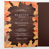 ウッ素朴ド秋オータムメー葉プルフォ結婚トズ 三つ折り招待状 (内部最初)