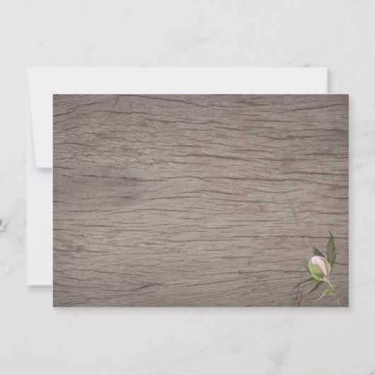 ウッ素朴ド赤面ピンクのフローラ写真日付保存  招待状 (裏面)