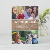 ウッ素朴ド4フォトコラージュ引っ越しましたニューホーム 案内状 (スタンド正面)