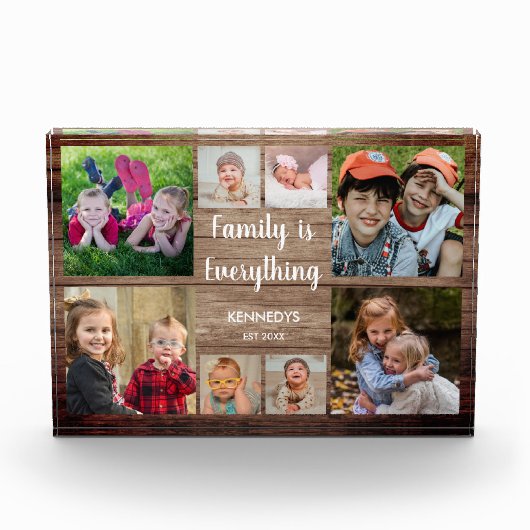 ウッ素朴ド8フォトコラージュファミリー引用文 フォトブロック (正面)