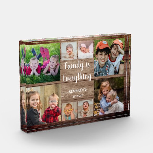 ウッ素朴ド8フォトコラージュファミリー引用文 フォトブロック (左)