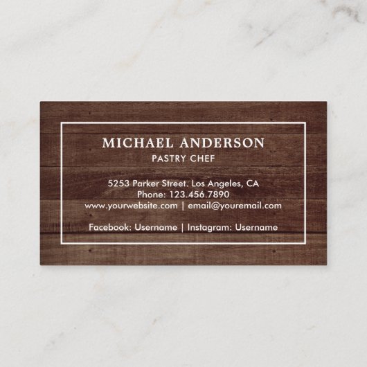 ウッ素朴ド·キッチン·ホワイト転がズ·ピン·ペストリー·シェフ 名刺 (裏面)