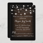 ウッ素朴ド&ストリングライトブライダルシャワー 招待状 (正面/裏面)