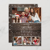 ウッ素朴ド&スノーファミリー4フォトメリークリスマス シーズンポストカード (正面/裏面)