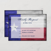 ウッ素朴ド・テキサス州国旗結婚の出欠届けカード 出欠カード (正面/裏面)