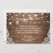 ウッ素朴ド·トゥインクルズ·ライト·レー結婚スズ·フォト サンキューカード (裏面)
