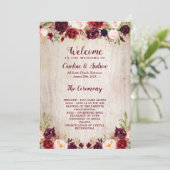 ウッ素朴ド·バーガンディ·フローラ結婚の式典 プログラム (スタンド正面)