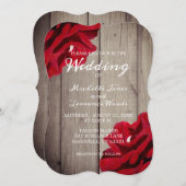 ウッ素朴ド·バーガンディ·レッミニマルド·フローラ結婚ズ 招待状 (正面/裏面)