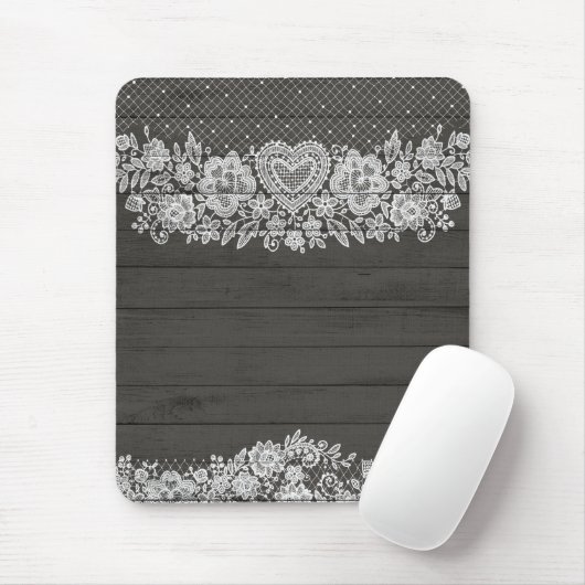 ウッ素朴ド&ホワイトレースファレースのようームハウスシック マウスパッド (マウス)