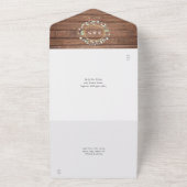 ウッ素朴ド・モノグラム・グリーナリー・フローラ結婚ズ オールインワン招待状 (外側)