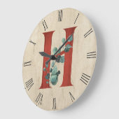 ウッ素朴ド&ユーカリプタス文字H大時計 ラージ壁時計 (傾斜)