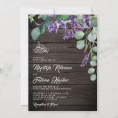 ウッ素朴ド・ラベンダーユーカリ結婚・イスラム 招待状 (正面)