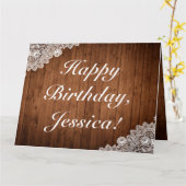 ウッ素朴ド&レースハッピーバースデー折り畳み挨拶 カード (黄色い花)