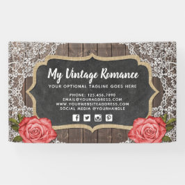 ウッ素朴ド&レースフローラチャルクボードカントリーシック 横断幕