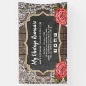 ウッ素朴ド&レースフローラチャルクボードカントリーシック 横断幕 (縦)