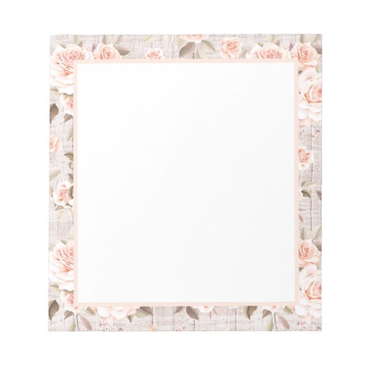 ウッ素朴ド&ヴィンテージバラロマンチックシャビーシック ノートパッド (正面)