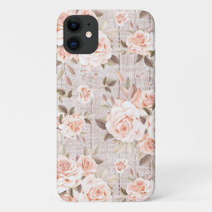 ウッ素朴ド&ヴィンテージバラロマンチックシャビーシック iPhone 11 ケース