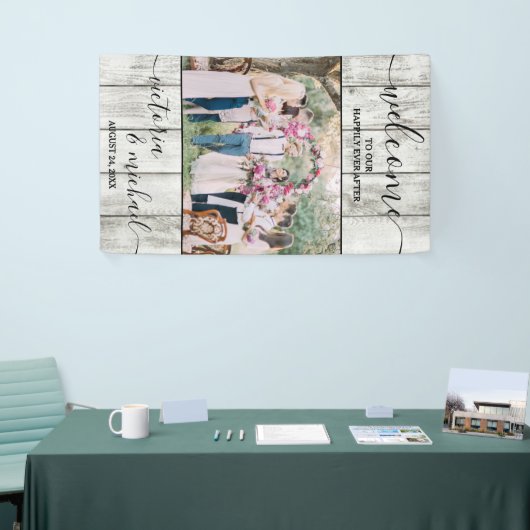 ウッ素朴モダンドの写真結婚写真ウェルカム 横断幕 (トレードショー)