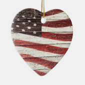 ウッ色彩の鮮やかドテクスチャ上のア素朴メリカフラグ セラミックオーナメント (右)