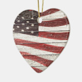 ウッ色彩の鮮やかドテクスチャ上のア素朴メリカフラグ セラミックオーナメント (左)