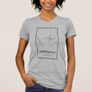 ウドデバラスウェーデンシティマップ ミニマリストアート Tシャツ