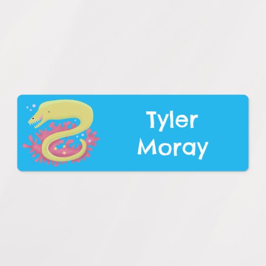 ウナギの緑おもしろいの漫画パーソナライズされた ラベル (デザイン2)