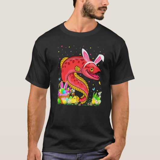 ウナギ 魚 イースター エッグハント うさぎ ウナギ イースターマジック Tシャツ (正面)