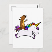 ウニおもしろいコーンに乗った海飛んでいるの漕ぎ手 ポストカード (正面/裏面)