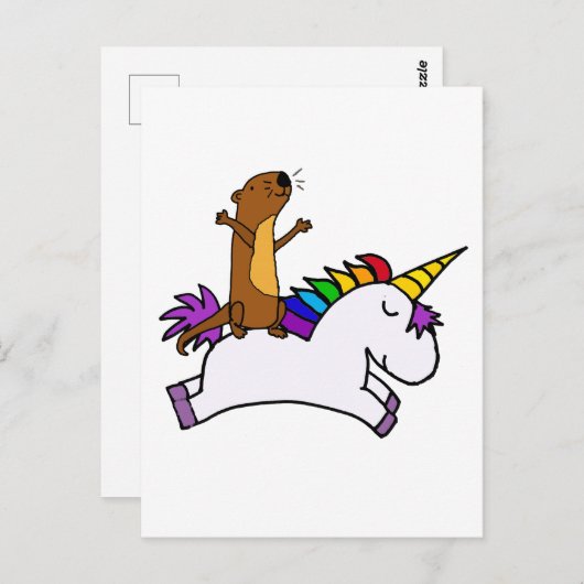 ウニおもしろいコーンに乗った海飛んでいるの漕ぎ手 ポストカード (正面/裏面)