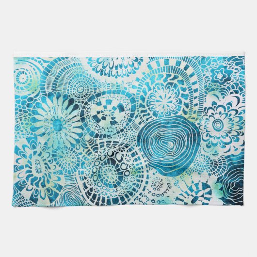 ウニとオピヒのパーティー熱帯模様 キッチンタオル (横)