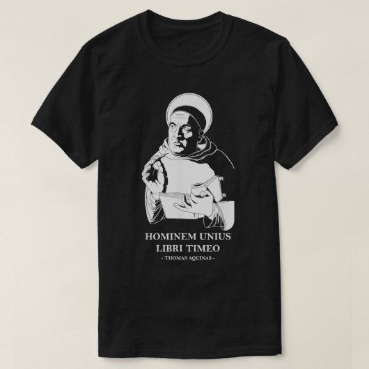 ウニウスリブリ哲学者トマスアクィナス引用文 Tシャツ (デザイン正面)
