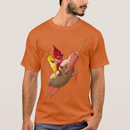 ウニクールコーン熱おもしろいい犬の馬の食べ物 Tシャツ (正面)