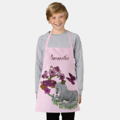 ウニコンの蝶と花パーソナライズされた エプロン (着用した状態)