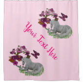 ウニコンの蝶と花パーソナライズされた シャワーカーテン (正面)