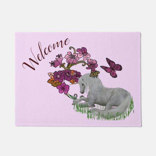 ウニコンの蝶と花パーソナライズされた ドアマット (正面)