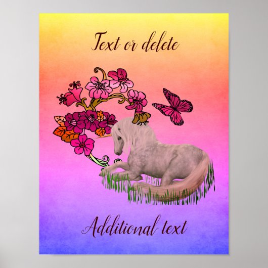 ウニコンの蝶と花パーソナライズされた ポスター (正面)
