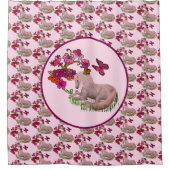 ウニコンの蝶と花 シャワーカーテン (正面)