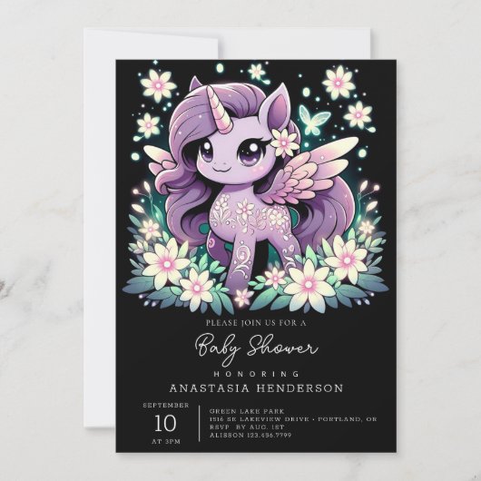 ウニモダンコーン赤ちゃんシャワー 招待状 (正面)