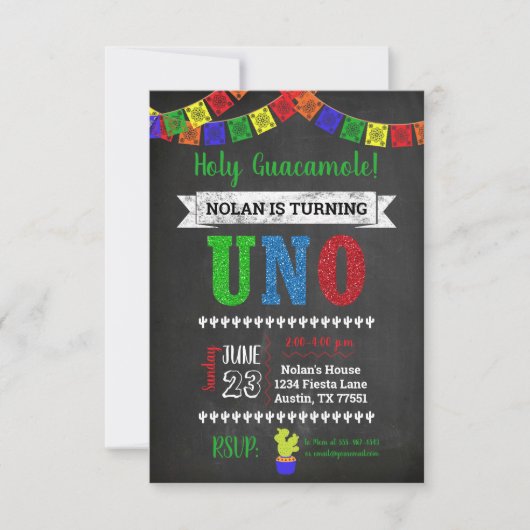 ウノホーリーグアカモレファースト誕生日招待状 招待状 (正面)