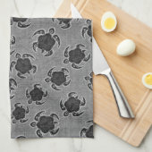 ウハネホヌハイビスカスろうけつ染めハワイアンカメ キッチンタオル (四つ折り)