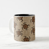 ウハネホヌハイビスカスろうけつ染めハワイアンタートル ツートーンマグカップ (正面左)