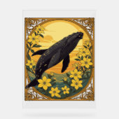 ウバラエナ氷河と黄色のジャスミンの花 アクリルサイン (正面)