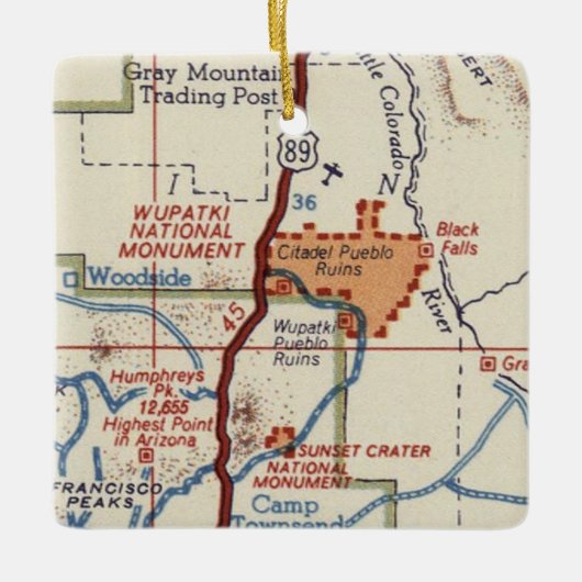 ウパツキ国定記念碑ヴィンテージ地図 セラミックオーナメント (正面)