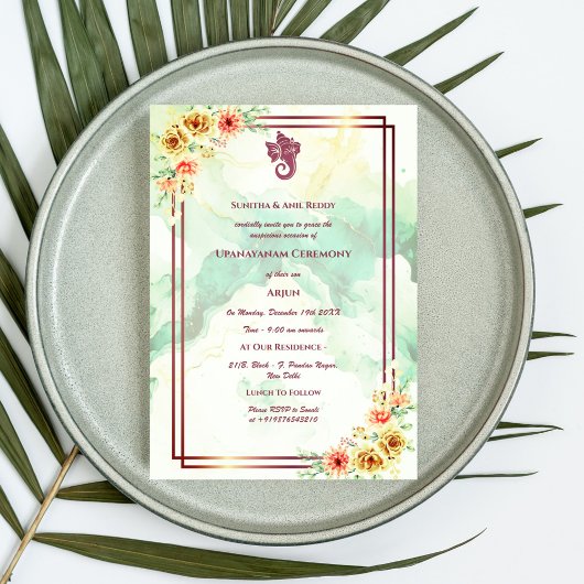 ウパナヤナムまたはヒンドゥー聖糸ジャヌー式 招待状