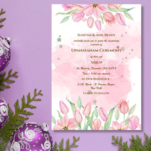ウパナヤナムまたはヒンドゥー聖糸ジャヌー式 招待状