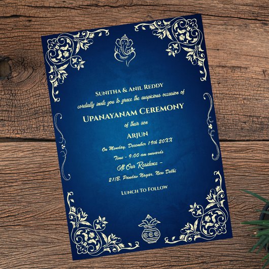 ウパナヤナムまたはヒンドゥー聖糸ジャヌー式 招待状