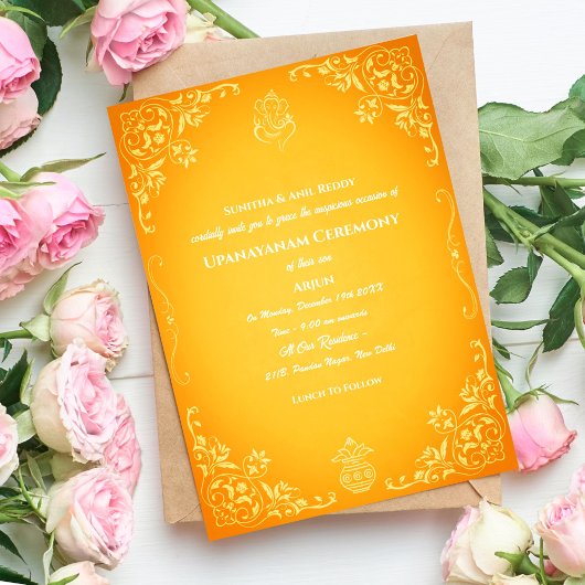ウパナヤナムまたはヒンドゥー聖糸ジャヌー式 招待状