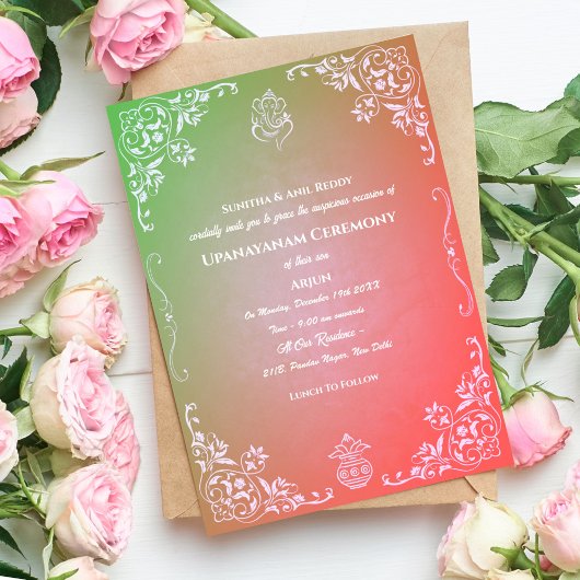 ウパナヤナムまたはヒンドゥー聖糸ジャヌー式 招待状